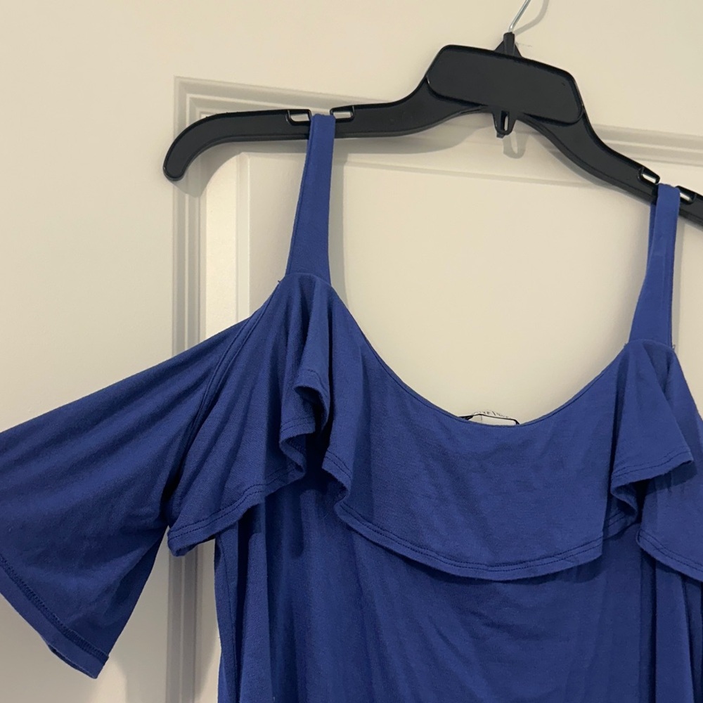 White House Black Market Royal Blue Ruffle Blouse - Picture 3 of 3